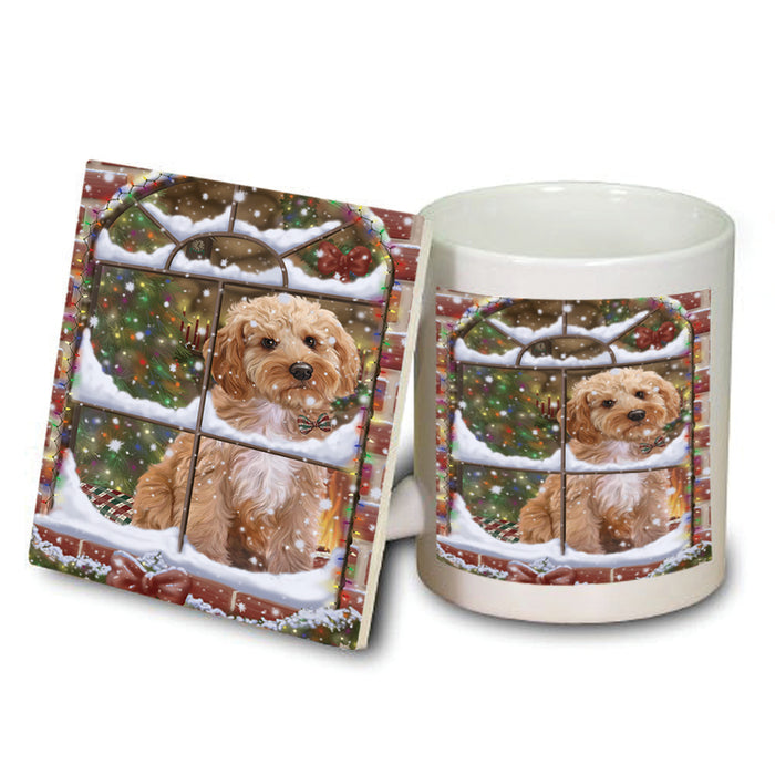 Please Come Home For Christmas Cockapoo Dog Sitting In Window Mug and Coaster Set MUC53615