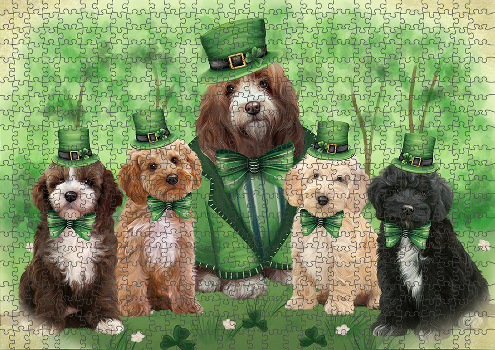 St. Patricks Day Irish Portrait Cockapoo Dogs Portrait Jigsaw Puzzle for Adults Animal Interlocking Puzzle Game Unique Gift for Dog Lover's with Metal Tin Box PZL035