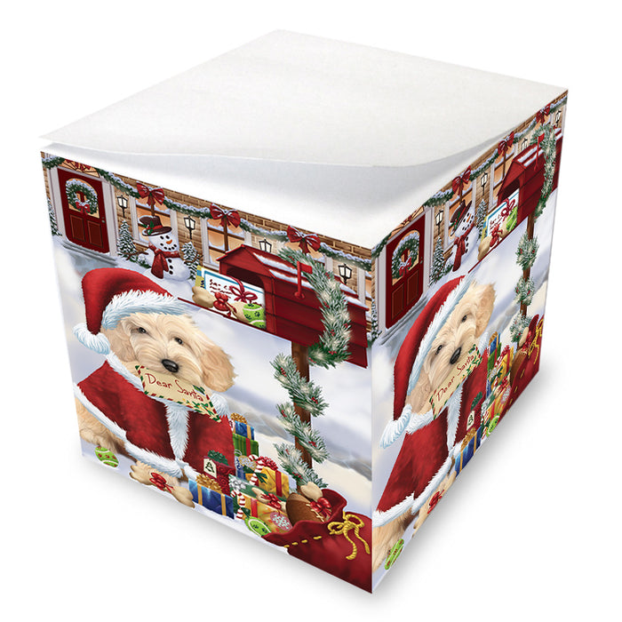 Cockapoo Dog Dear Santa Letter Christmas Holiday Mailbox Note Cube NOC55176