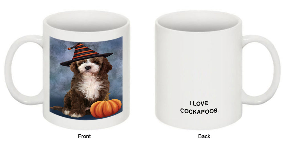 Happy Halloween Cockapoo Dog Wearing Witch Hat with Pumpkin Coffee Mug MUG50121