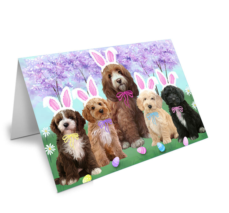 Easter Holiday Cockapoos Dog Handmade Artwork Assorted Pets Greeting Cards and Note Cards with Envelopes for All Occasions and Holiday Seasons GCD76178