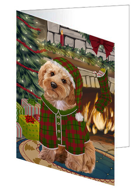 The Stocking was Hung Bluetick Coonhound Dog Handmade Artwork Assorted Pets Greeting Cards and Note Cards with Envelopes for All Occasions and Holiday Seasons GCD70205