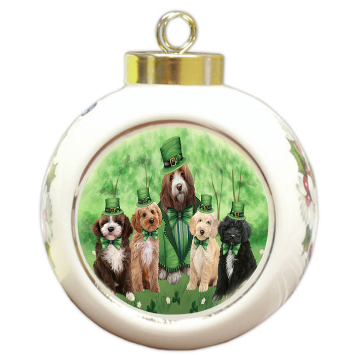 St. Patricks Day Irish Portrait Cockapoo Dogs Round Ball Christmas Ornament RBPOR58119