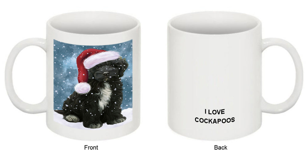 Let it Snow Christmas Holiday Cockapoo Dog Wearing Santa Hat Coffee Mug MUG49687