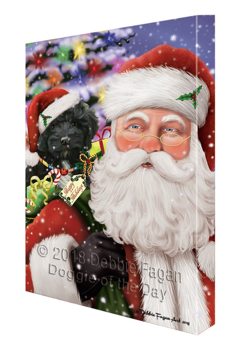Santa Carrying Cockapoo Dog and Christmas Presents Canvas Print Wall Art Décor CVS100970