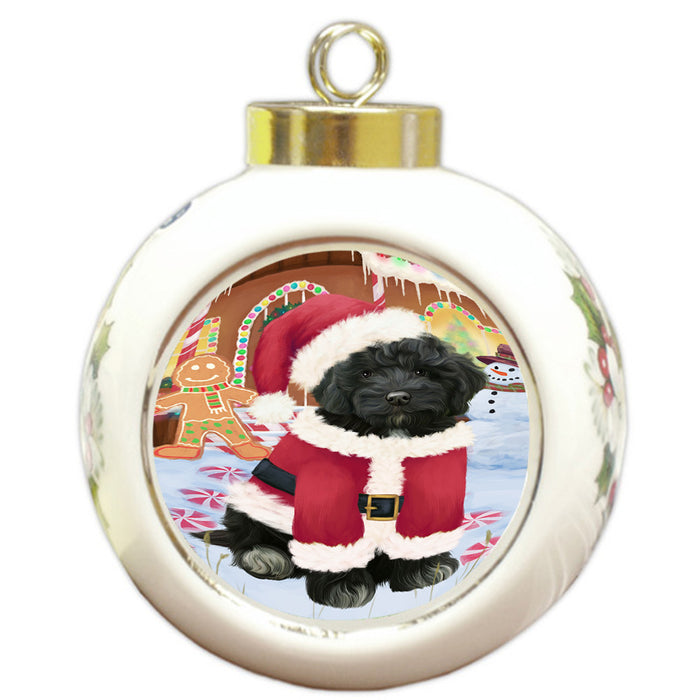 Christmas Gingerbread House Candyfest Cockapoo Dog Round Ball Christmas Ornament RBPOR56668