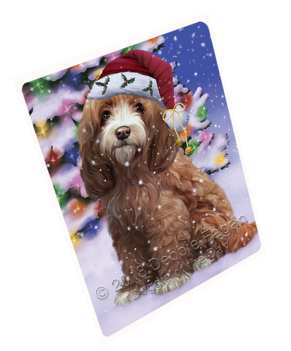 Winterland Wonderland Cockapoo Dog In Christmas Holiday Scenic Background Large Refrigerator / Dishwasher Magnet RMAG83346