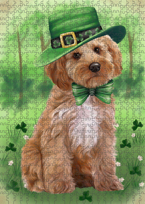 St. Patricks Day Irish Portrait Cockapoo Dog Portrait Jigsaw Puzzle for Adults Animal Interlocking Puzzle Game Unique Gift for Dog Lover's with Metal Tin Box PZL036