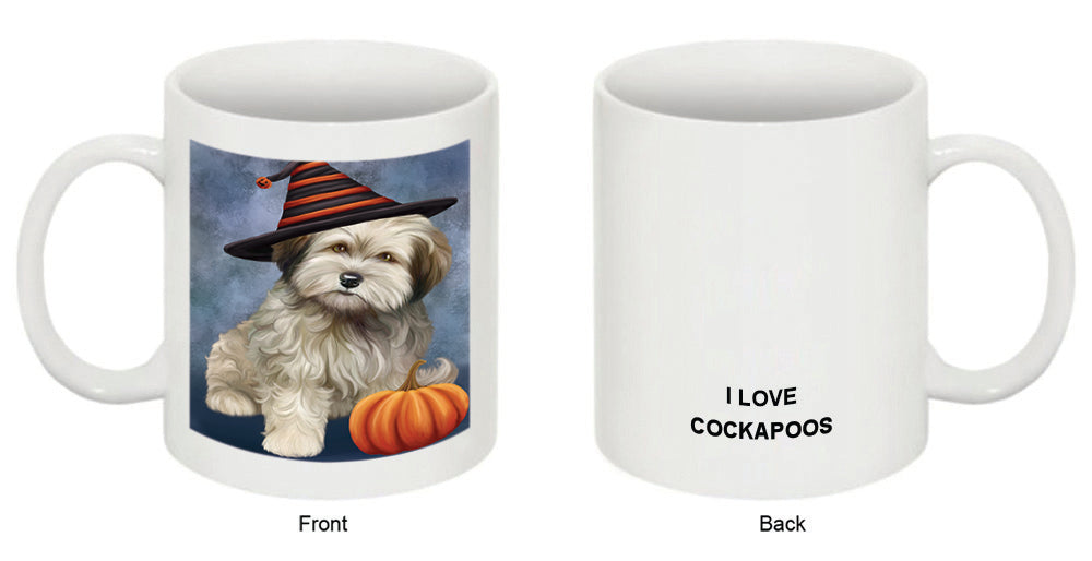 Happy Halloween Cockapoo Dog Wearing Witch Hat with Pumpkin Coffee Mug MUG50288
