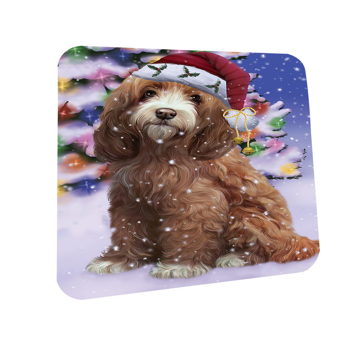 Winterland Wonderland Cockapoo Dog In Christmas Holiday Scenic Background Coasters Set of 4 CST53702
