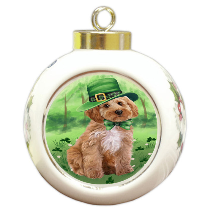 St. Patricks Day Irish Portrait Cockapoo Dog Round Ball Christmas Ornament RBPOR58120
