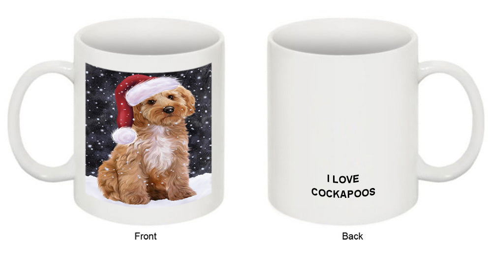 Let it Snow Christmas Holiday Cockapoo Dog Wearing Santa Hat Coffee Mug MUG49688