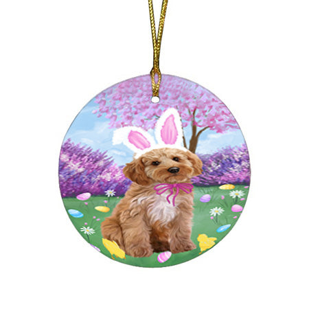 Easter Holiday Cockapoo Dog Round Flat Christmas Ornament RFPOR57290