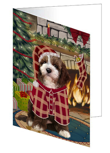 The Stocking was Hung Bluetick Coonhound Dog Handmade Artwork Assorted Pets Greeting Cards and Note Cards with Envelopes for All Occasions and Holiday Seasons GCD70202