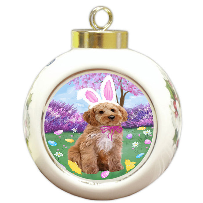 Easter Holiday Cockapoo Dog Round Ball Christmas Ornament RBPOR57290