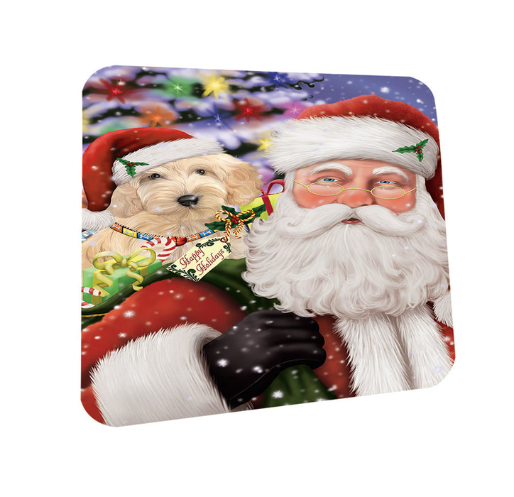 Santa Carrying Cockapoo Dog and Christmas Presents Coasters Set of 4 CST53639