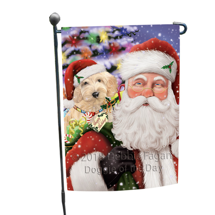 Santa Carrying Cockapoo Dog and Christmas Presents Garden Flag GFLG53743