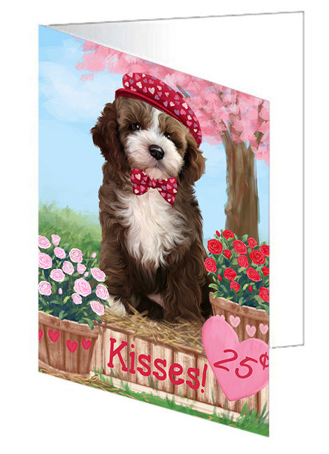 Rosie 25 Cent Kisses Cockapoo Dog Handmade Artwork Assorted Pets Greeting Cards and Note Cards with Envelopes for All Occasions and Holiday Seasons GCD72056