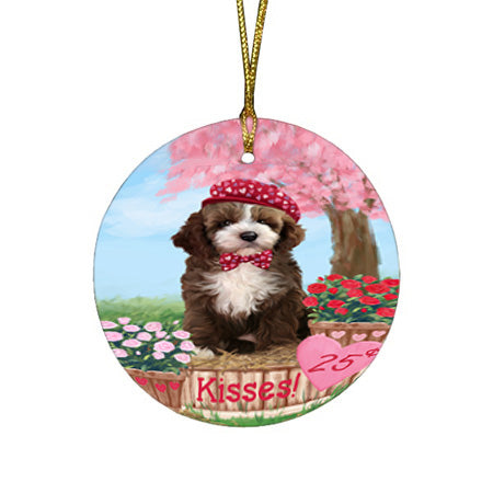 Rosie 25 Cent Kisses Cockapoo Dog Round Flat Christmas Ornament RFPOR56203