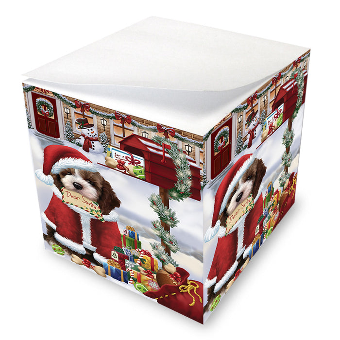 Cockapoo Dog Dear Santa Letter Christmas Holiday Mailbox Note Cube NOC55178