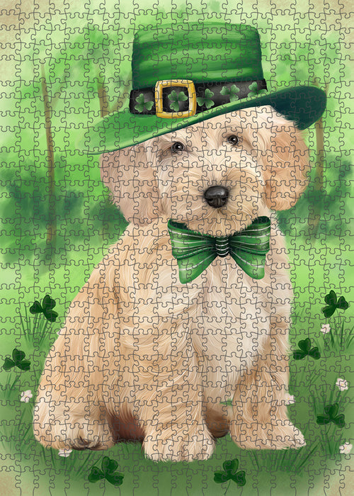 St. Patricks Day Irish Portrait Cockapoo Dog Portrait Jigsaw Puzzle for Adults Animal Interlocking Puzzle Game Unique Gift for Dog Lover's with Metal Tin Box PZL037