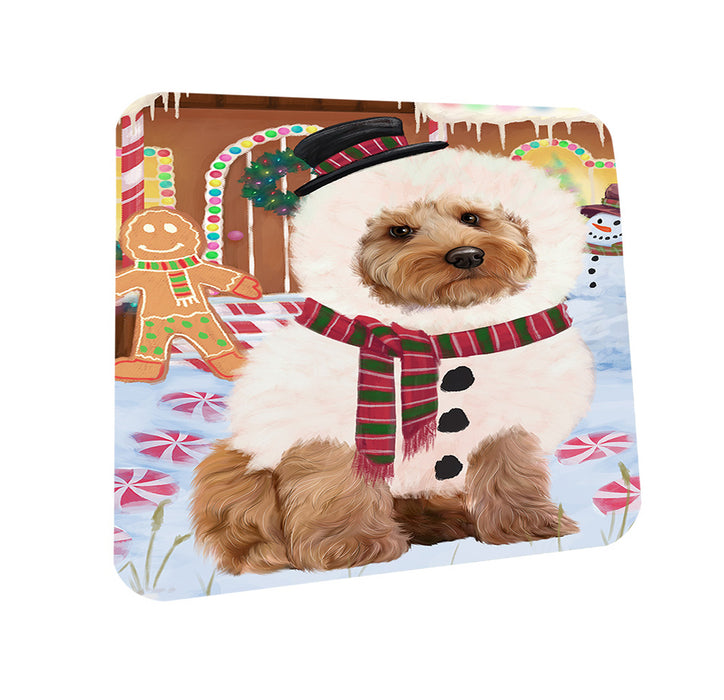 Christmas Gingerbread House Candyfest Cockapoo Dog Coasters Set of 4 CST56271