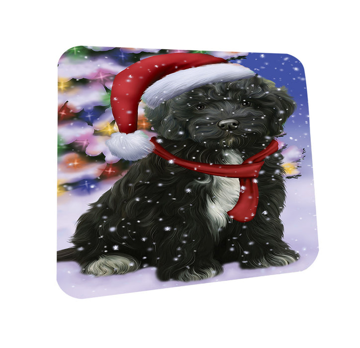 Winterland Wonderland Cockapoo Dog In Christmas Holiday Scenic Background Coasters Set of 4 CST53703