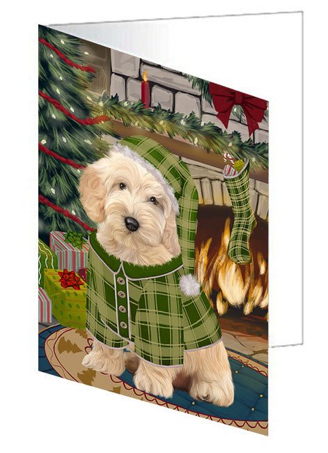 The Stocking was Hung Bluetick Coonhound Dog Handmade Artwork Assorted Pets Greeting Cards and Note Cards with Envelopes for All Occasions and Holiday Seasons GCD70199