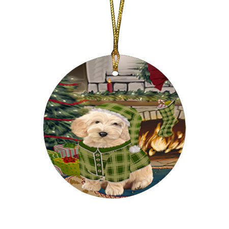 The Stocking was Hung Cockapoo Dog Round Flat Christmas Ornament RFPOR55639
