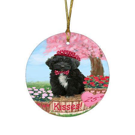 Rosie 25 Cent Kisses Cockapoo Dog Round Flat Christmas Ornament RFPOR56204