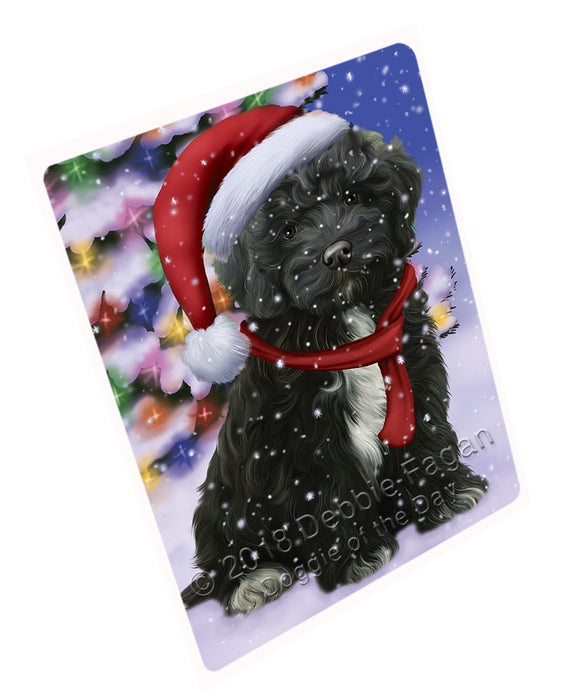 Winterland Wonderland Cockapoo Dog In Christmas Holiday Scenic Background Large Refrigerator / Dishwasher Magnet RMAG83352