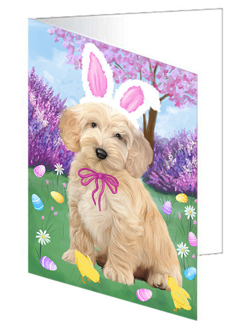 Easter Holiday Cockapoo Dog Handmade Artwork Assorted Pets Greeting Cards and Note Cards with Envelopes for All Occasions and Holiday Seasons GCD76184