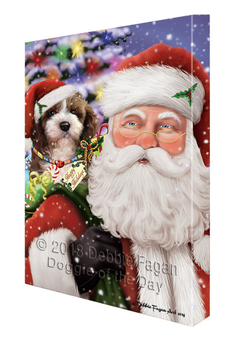 Santa Carrying Cockapoo Dog and Christmas Presents Canvas Print Wall Art Décor CVS100988