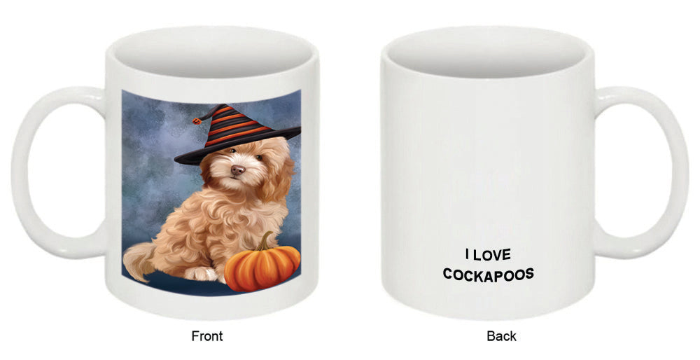 Happy Halloween Cockapoo Dog Wearing Witch Hat with Pumpkin Coffee Mug MUG50289
