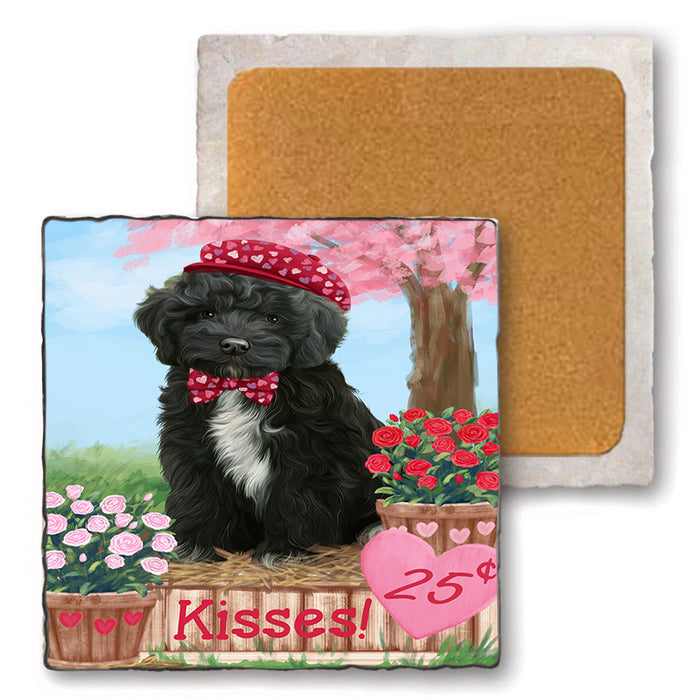 Rosie 25 Cent Kisses Cockapoo Dog Set of 4 Natural Stone Marble Tile Coasters MCST50848