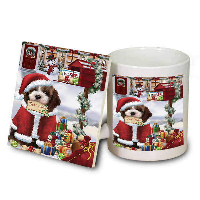 Cockapoo Dog Dear Santa Letter Christmas Holiday Mailbox Mug and Coaster Set MUC53524