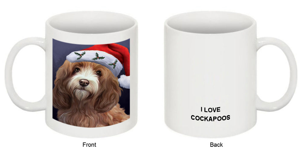 Christmas Holidays Cockapoo Dog Wearing Santa Hat Portrait Head Coffee Mug MUG48892