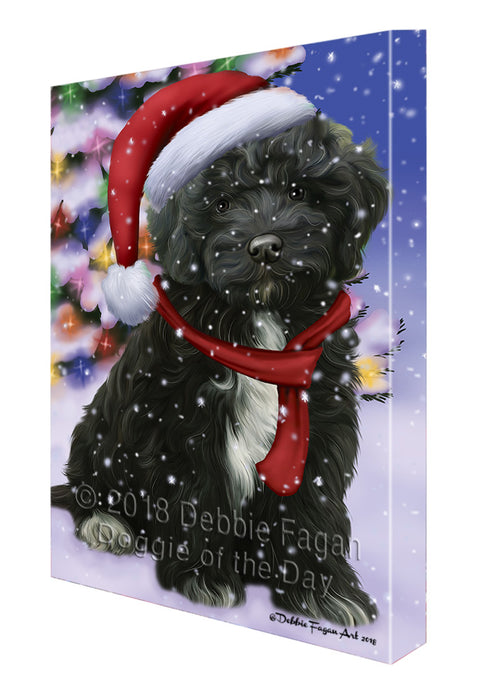 Winterland Wonderland Cockapoo Dog In Christmas Holiday Scenic Background Canvas Print Wall Art Décor CVS101555