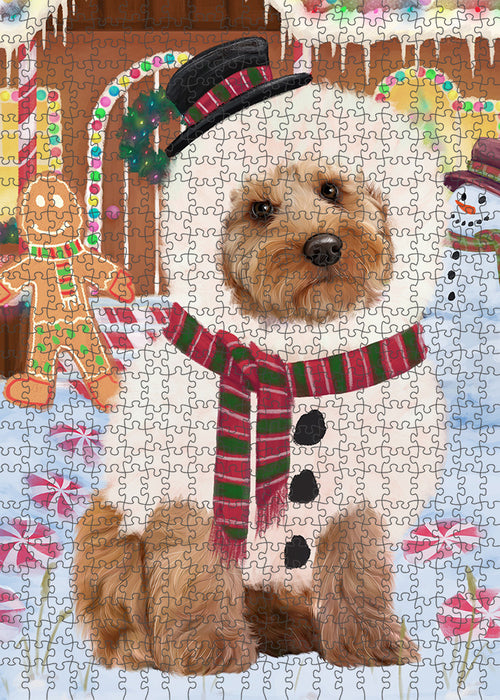 Christmas Gingerbread House Candyfest Cockapoo Dog Puzzle with Photo Tin PUZL93452