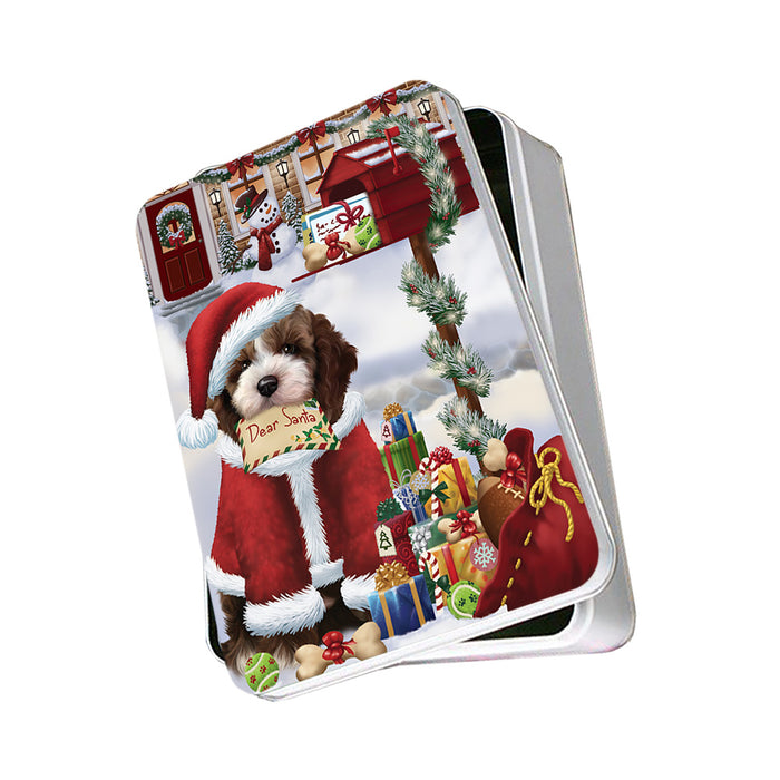 Cockapoo Dog Dear Santa Letter Christmas Holiday Mailbox Photo Storage Tin PITN53532