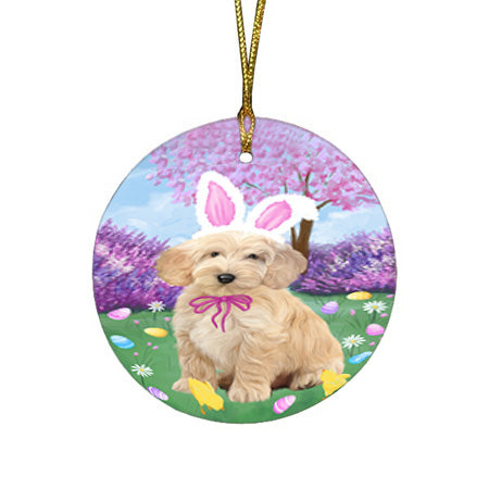Easter Holiday Cockapoo Dog Round Flat Christmas Ornament RFPOR57291