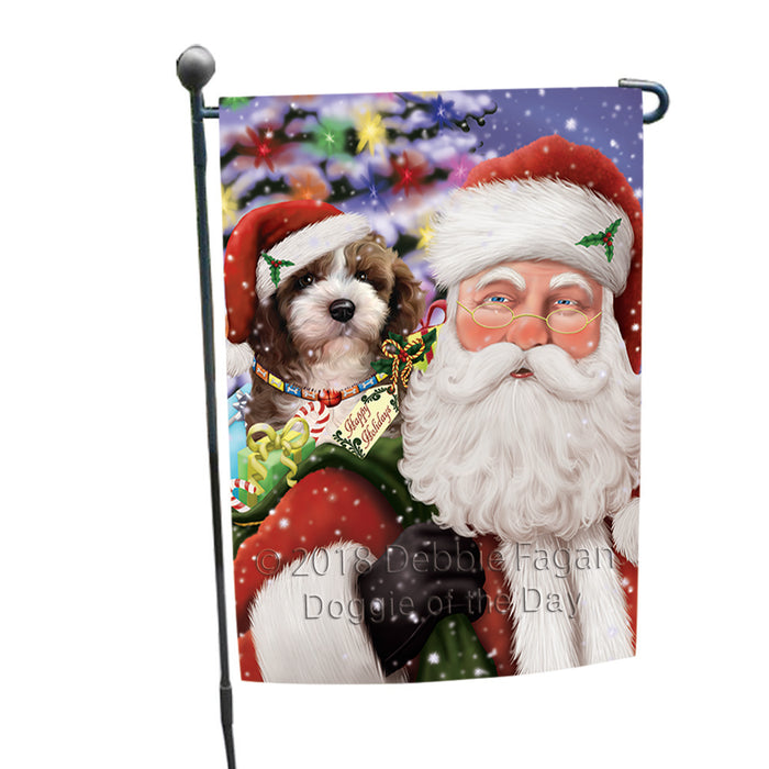 Santa Carrying Cockapoo Dog and Christmas Presents Garden Flag GFLG53744