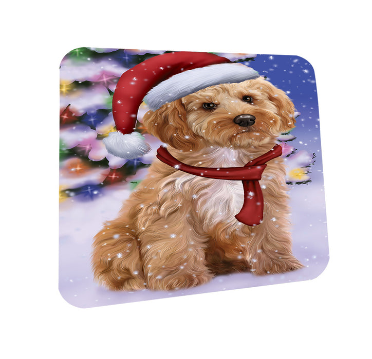 Winterland Wonderland Cockapoo Dog In Christmas Holiday Scenic Background Coasters Set of 4 CST53704