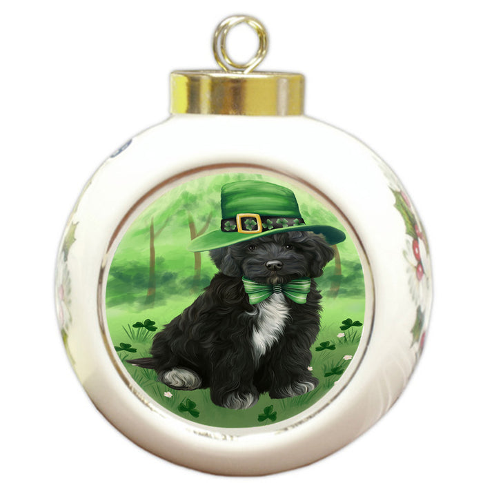St. Patricks Day Irish Portrait Cockapoo Dog Round Ball Christmas Ornament RBPOR58122