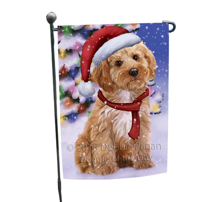 Winterland Wonderland Cockapoo Dog In Christmas Holiday Scenic Background Garden Flag GFLG53808