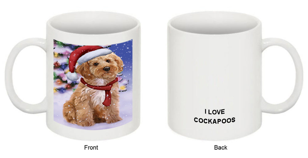 Winterland Wonderland Cockapoo Dog In Christmas Holiday Scenic Background Coffee Mug MUG49144