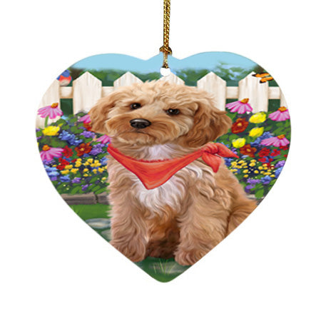 Spring Floral Cockapoo Dog Heart Christmas Ornament HPOR52246