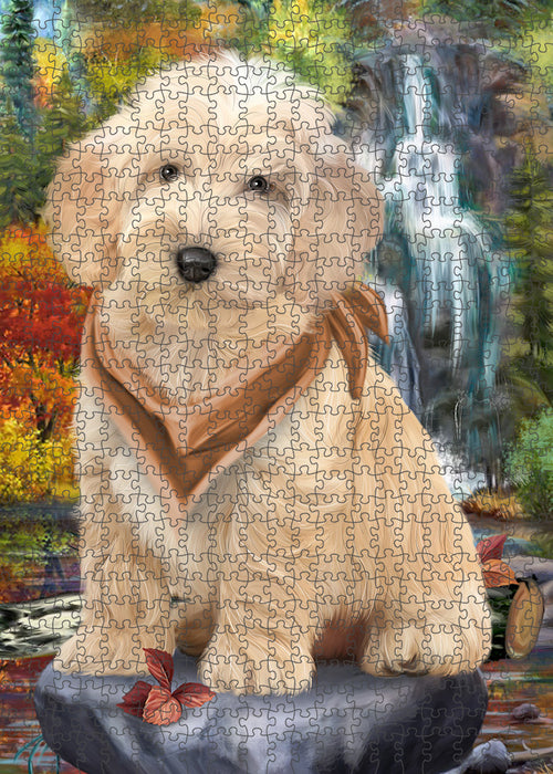 Scenic Waterfall Cockapoo Dog Puzzle with Photo Tin PUZL59679