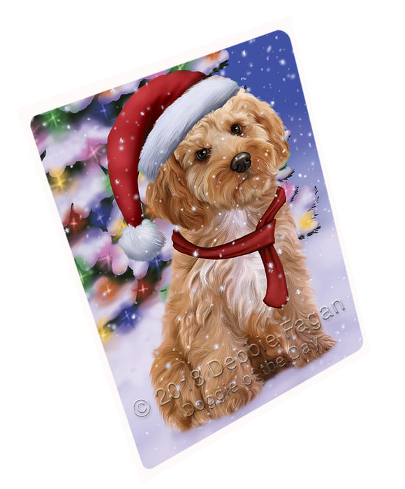 Winterland Wonderland Cockapoo Dog In Christmas Holiday Scenic Background Cutting Board C65682