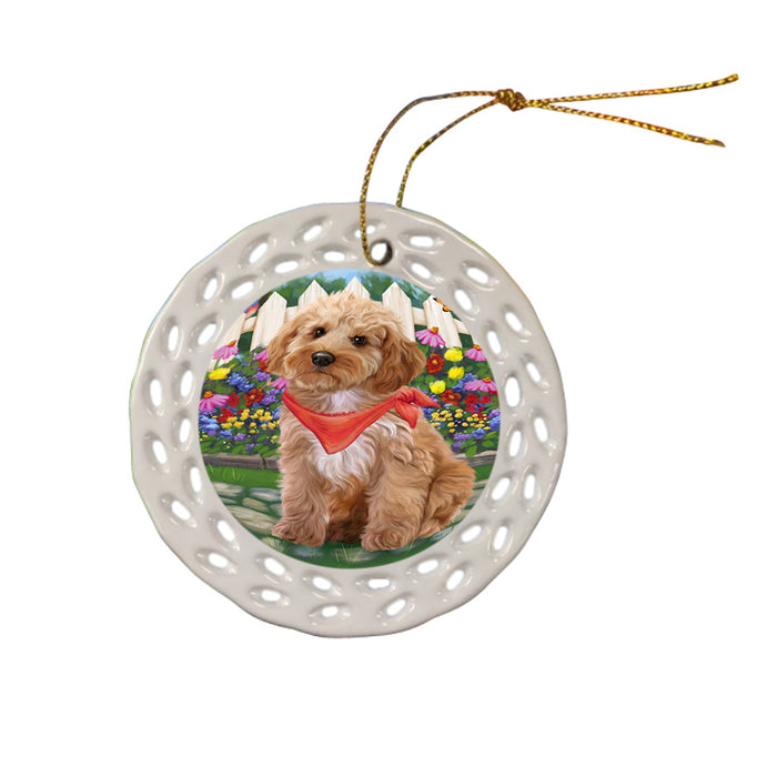 Spring Floral Cockapoo Dog Ceramic Doily Ornament DPOR52246